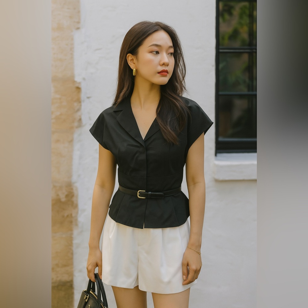 ICEBERG || Black Camicia Tailored Waist Shirt NWT